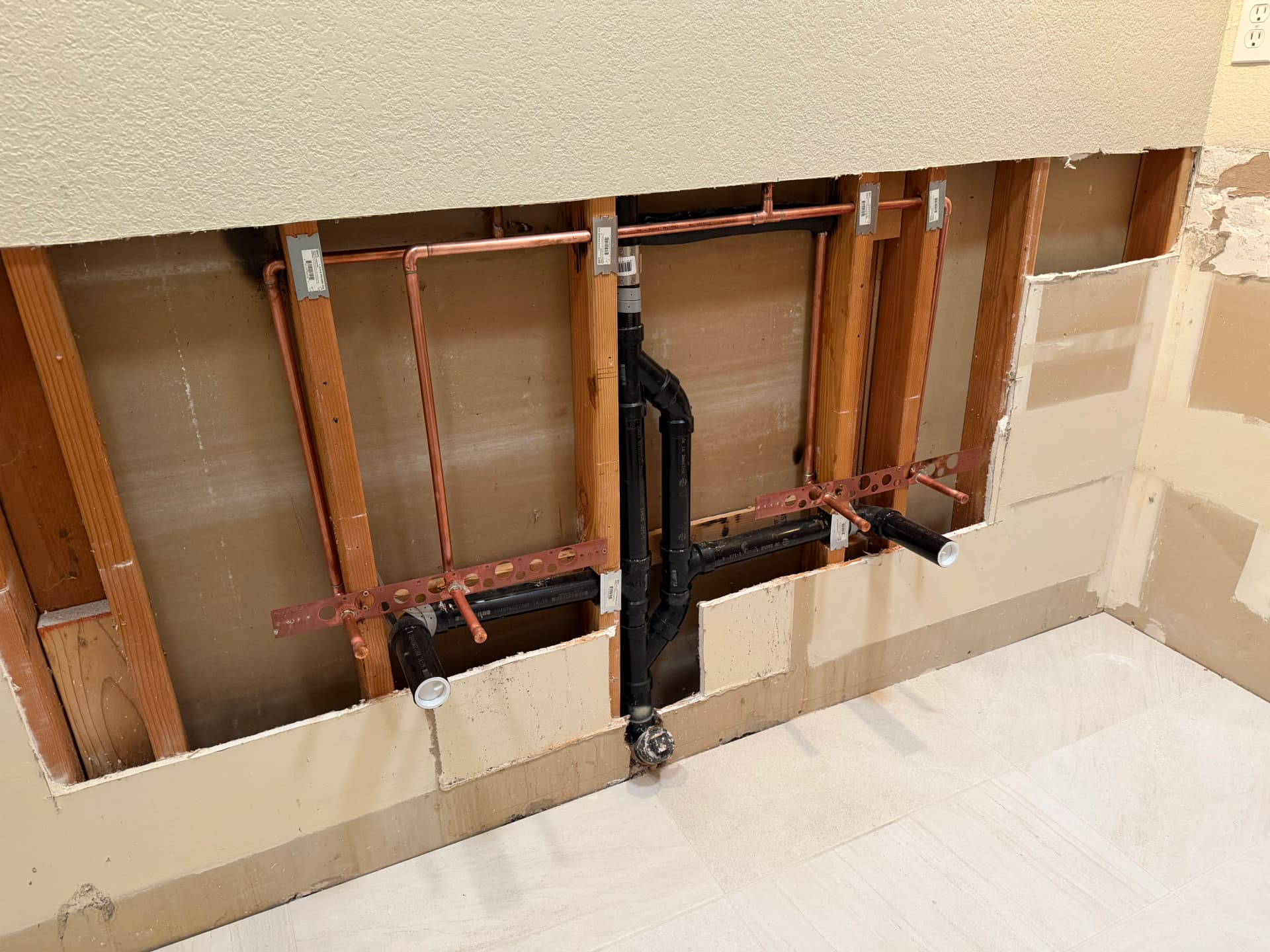 Rough Plumbing Rough-In for a Bathroom Single-to-Double Sink Upgrade image